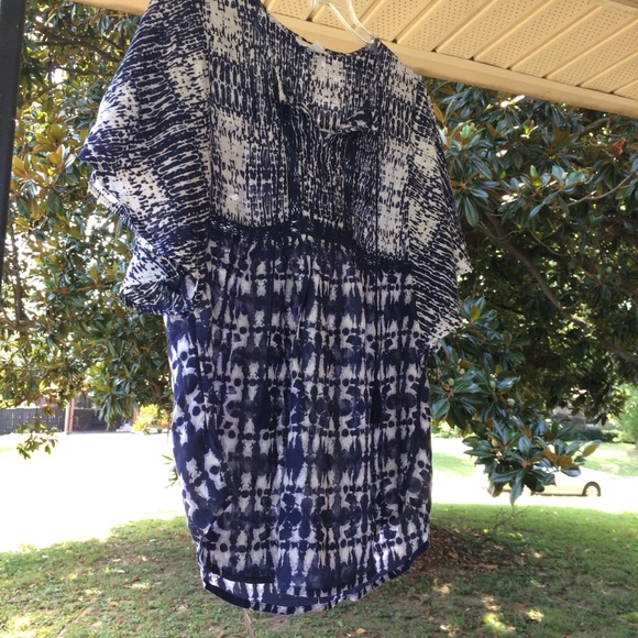 Indigo Shibori Pattern Boho Blouse EUC - Picture 2 of 4